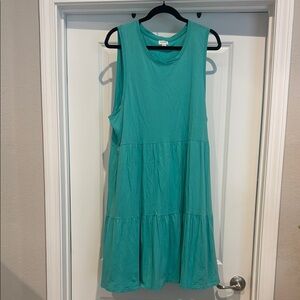 J. Crew Green Tiered Sundress Sleeveless Crew Neck